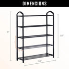 5-Tier Stackable Shoe Rack for 15 Pairs – Black