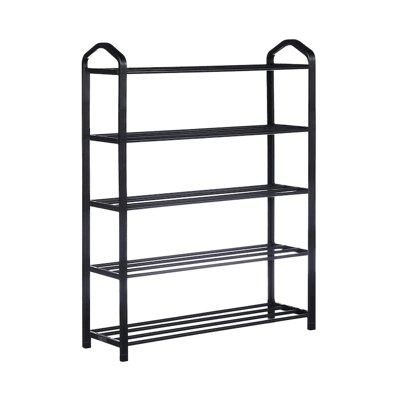 5-Tier Stackable Shoe Rack for 15 Pairs – Black