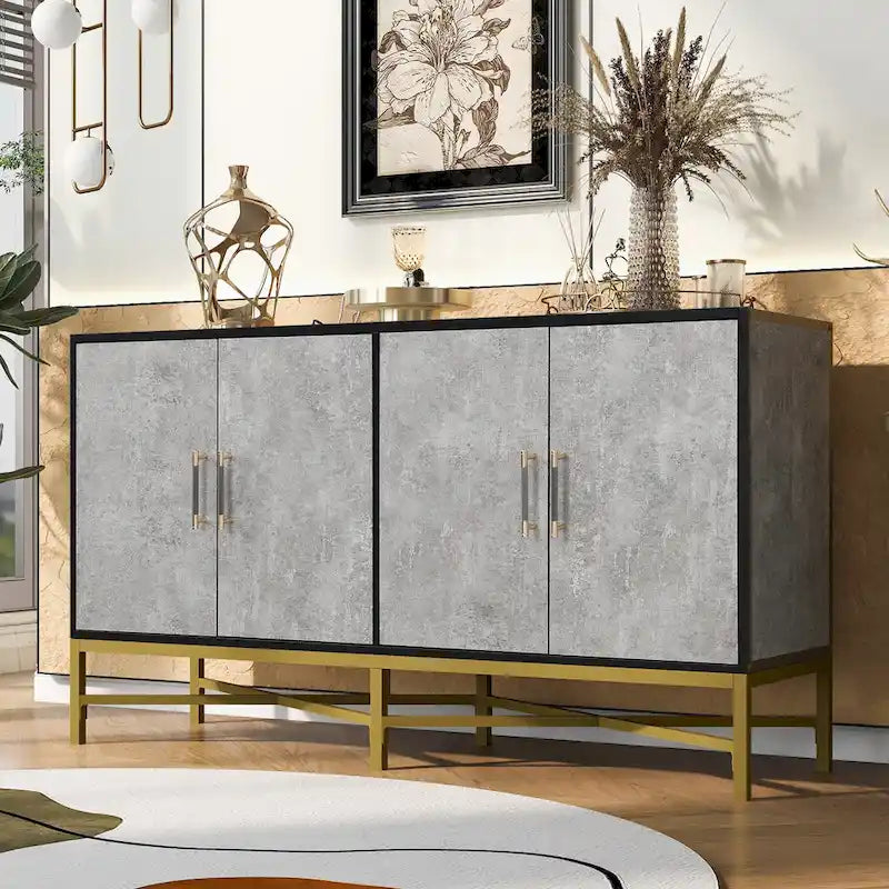 Four-Door Sideboard with Metal Cross Legs