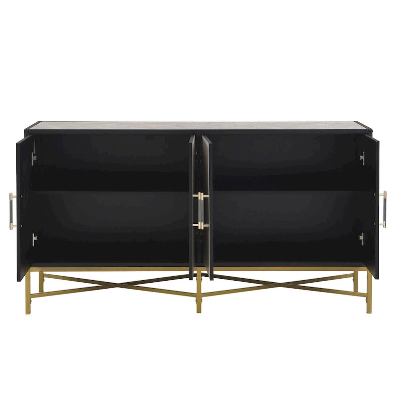 Four-Door Sideboard with Metal Cross Legs