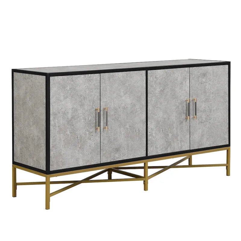 Four-Door Sideboard with Metal Cross Legs