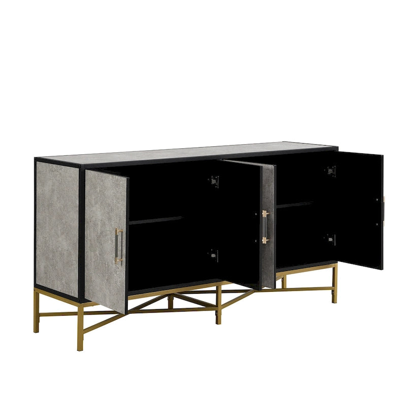 Four-Door Sideboard with Metal Cross Legs