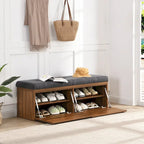 49 Shoe Storage Bench Entryway Shoe Cabinet with Cushion and Double Doors