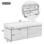 49-Inch Shoe Storage Bench with Cushion and Double Doors