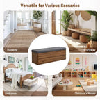 49-Inch Shoe Storage Bench with Cushion and Double Doors