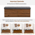 49-Inch Shoe Storage Bench with Cushion and Double Doors