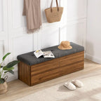 49-Inch Shoe Storage Bench with Cushion and Double Doors