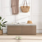 49-Inch Shoe Storage Bench with Cushion and Double Doors