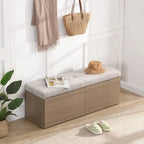 49-Inch Shoe Storage Bench with Cushion and Double Doors