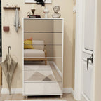 Mirror Shoe Cabinet with 6 Flip Drawers and 4 Metal Legs