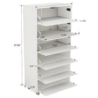 Mirror Shoe Cabinet with 6 Flip Drawers and 4 Metal Legs