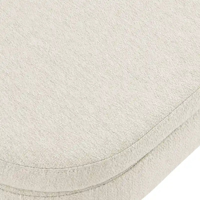 Linen Pleated Storage Ottoman Bench with Rubberwood Legs
