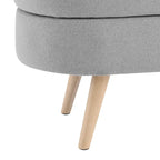 Linen Pleated Storage Ottoman Bench with Rubberwood Legs