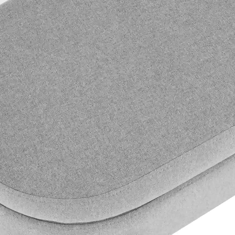 Linen Pleated Storage Ottoman Bench with Rubberwood Legs
