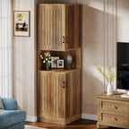 70.87" Tall Corner Cabinet with Louvered Doors and 5 Shelves, 19.69" W x 19.69" D