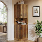 70.87" Tall Corner Cabinet with Louvered Doors and 5 Shelves, 19.69" W x 19.69" D