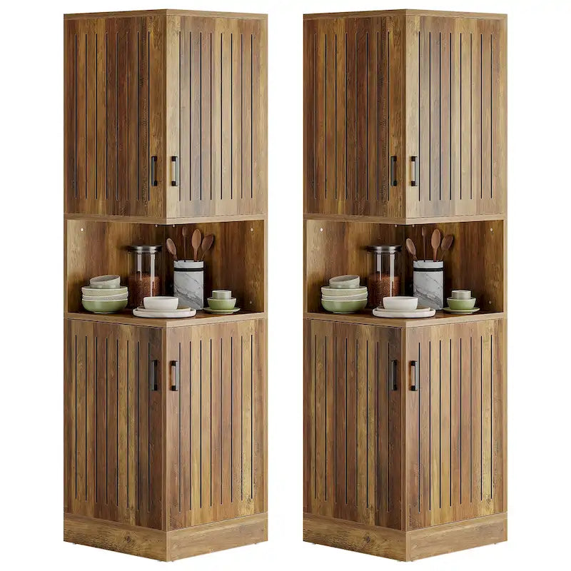 70.87" Tall Corner Cabinet with Louvered Doors and 5 Shelves, 19.69" W x 19.69" D