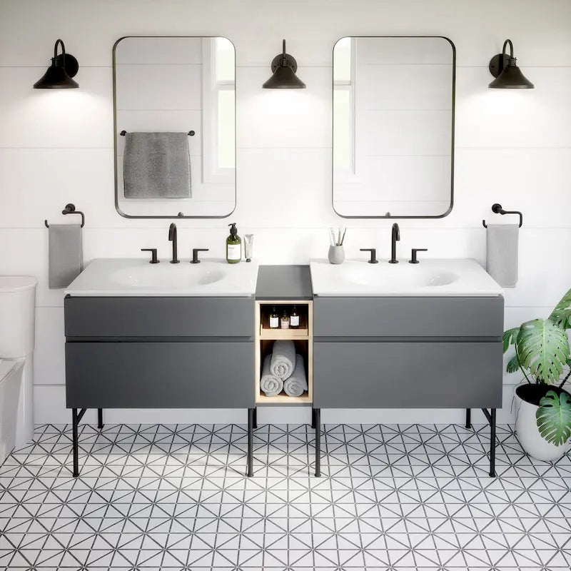 Wall-Mounted Vanity Middle Cabinet with Removable Tray