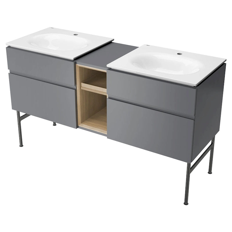 Wall-Mounted Vanity Middle Cabinet with Removable Tray
