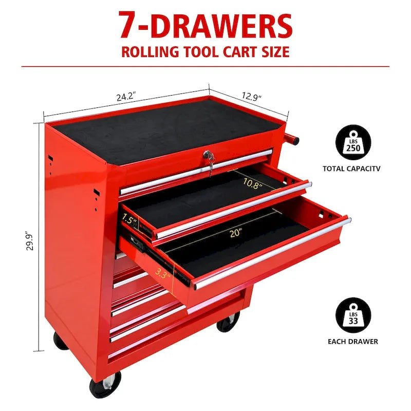 7-Drawer Rolling Tool Chest with Wheels