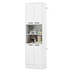 75" Tall Bathroom Storage Cabinet with 4 Doors & 2 Open Shelves