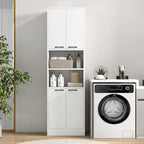75" Tall Bathroom Storage Cabinet with 4 Doors & 2 Open Shelves