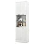 75" Tall Bathroom Storage Cabinet with 4 Doors & 2 Open Shelves