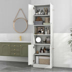 75" Tall Bathroom Storage Cabinet with 4 Doors & 2 Open Shelves