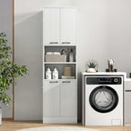 75" Tall Bathroom Storage Cabinet with 4 Doors & 2 Open Shelves