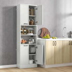 75" Tall Bathroom Storage Cabinet with 4 Doors & 2 Open Shelves