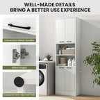 75" Tall Bathroom Storage Cabinet with 4 Doors & 2 Open Shelves