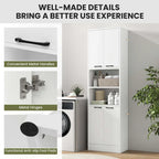 75" Tall Bathroom Storage Cabinet with 4 Doors & 2 Open Shelves