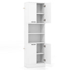 75" Tall Bathroom Storage Cabinet with 4 Doors & 2 Open Shelves