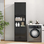 75" Tall Bathroom Storage Cabinet with 4 Doors & 2 Open Shelves