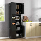 75" Tall Bathroom Storage Cabinet with 4 Doors & 2 Open Shelves