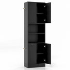 75" Tall Bathroom Storage Cabinet with 4 Doors & 2 Open Shelves