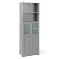Tall Bathroom Storage Cabinet with Glass Doors