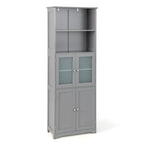 Tall Bathroom Storage Cabinet with Glass Doors