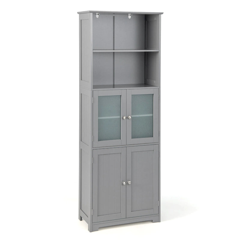 Tall Bathroom Storage Cabinet with Glass Doors