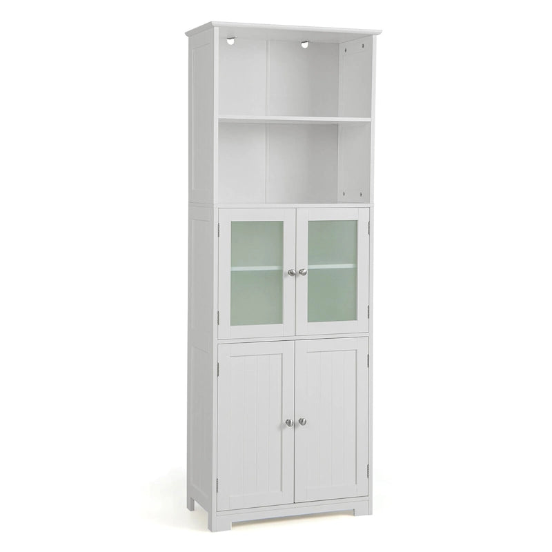 Tall Bathroom Storage Cabinet with Glass Doors