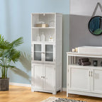 Tall Bathroom Storage Cabinet with Glass Doors