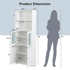 Tall Bathroom Storage Cabinet with Glass Doors