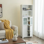 Tall Bathroom Storage Cabinet with Glass Doors