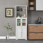 Tall Bathroom Storage Cabinet with Glass Doors