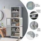 Tall Bathroom Storage Cabinet with Glass Doors