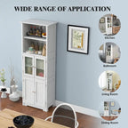 Tall Bathroom Storage Cabinet with Glass Doors