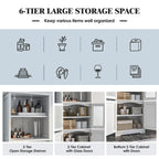 Tall Bathroom Storage Cabinet with Glass Doors