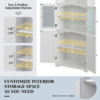 Tall Bathroom Storage Cabinet with Glass Doors