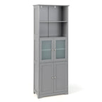 Tall Bathroom Storage Cabinet with Glass Doors