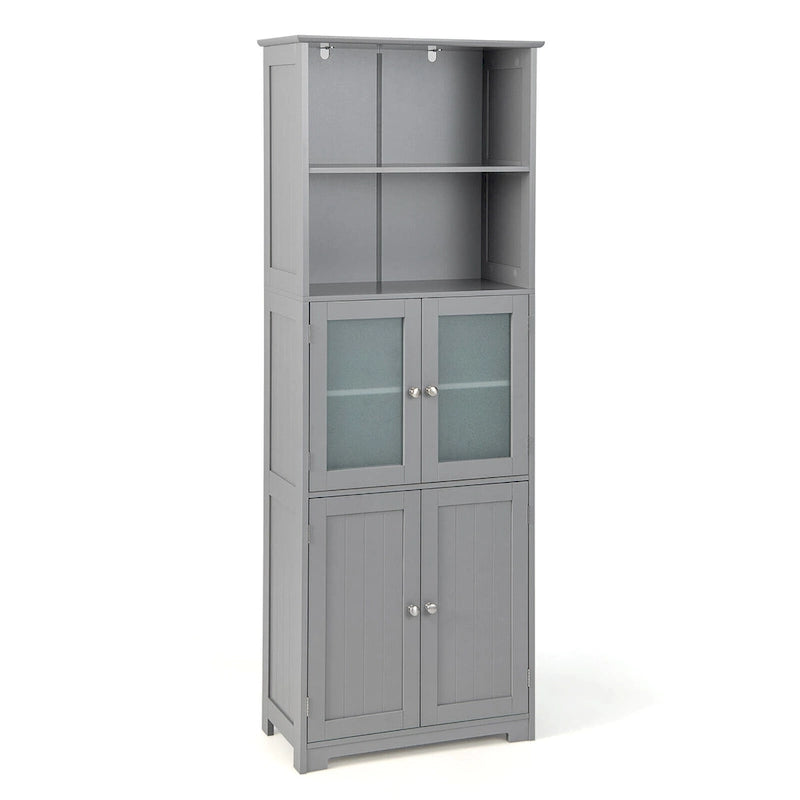Tall Bathroom Storage Cabinet with Glass Doors